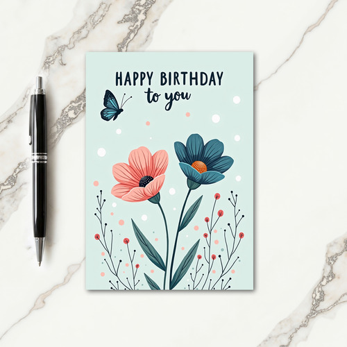 Birthday Floral Illustration Card