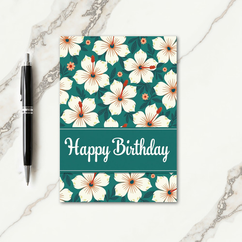Birthday Floral Teal Card