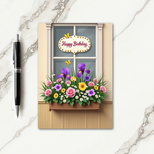 Birthday Floral Window Card