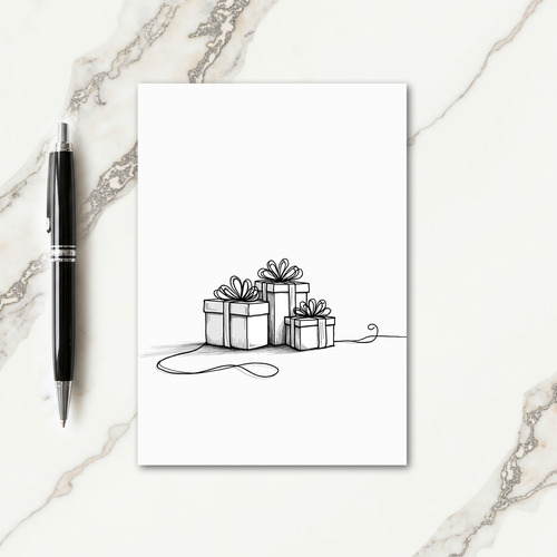 Birthday Gift Boxes Line Art Card