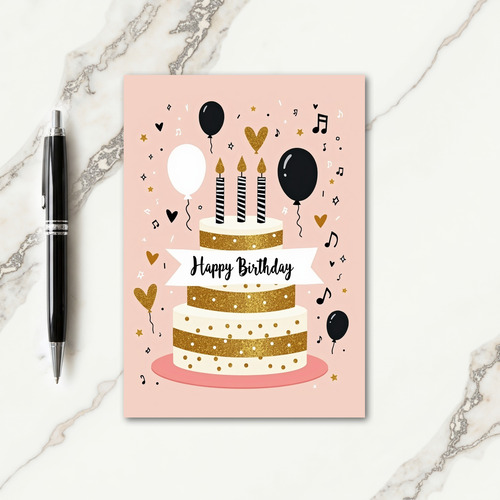 Birthday Glitter Cake Card