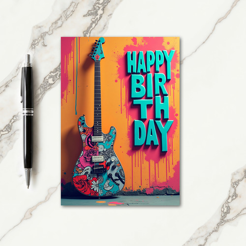 Birthday Guitar Art Card