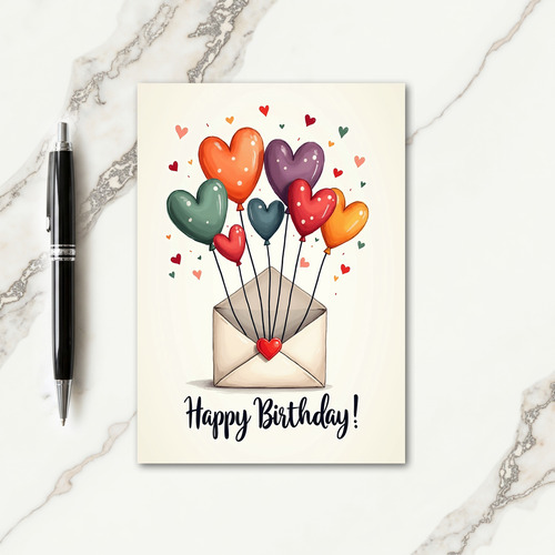 Birthday Heart Balloons Card