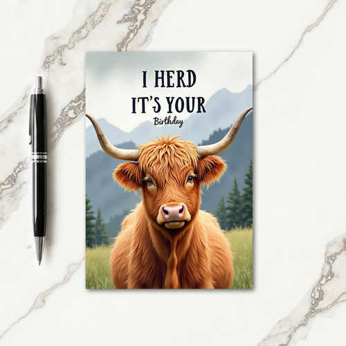 Birthday Highland Cow Card