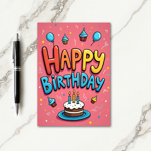 Birthday Illustration Cake Card