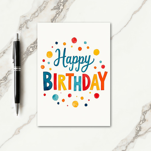 Birthday Illustration Dots Card