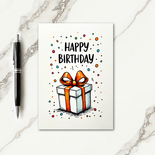 Birthday Illustration Ribbon Card