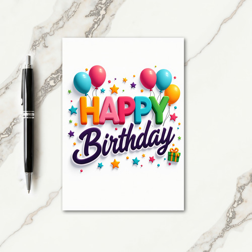 Birthday Illustration Stars Card