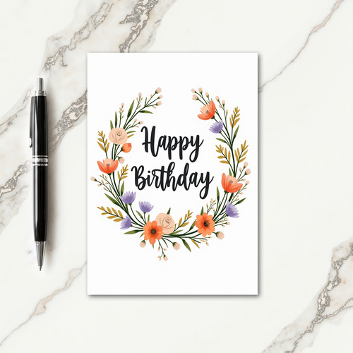 Birthday Illustration Wreath Card