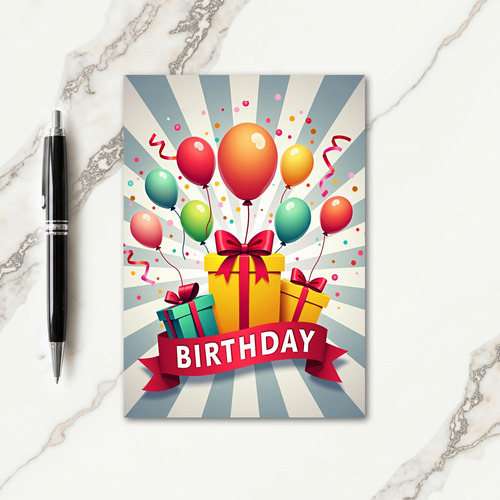 Birthday Joy Festive Gifts Card
