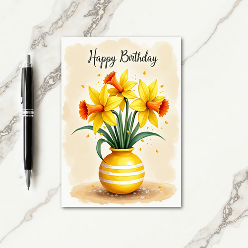 Birthday Joy Floral Vase Card