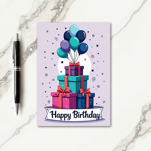 Birthday Joy Gift Stack Card