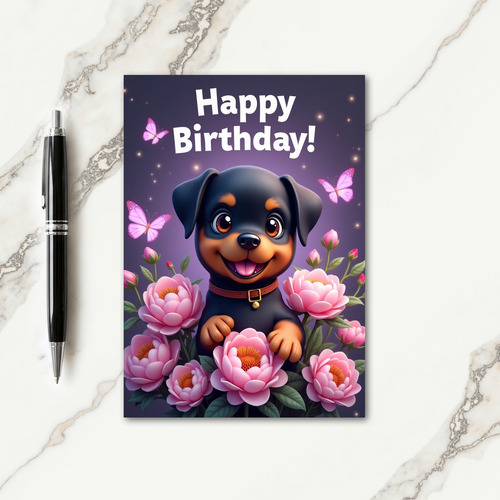 Birthday Joy Puppy Blossom Card
