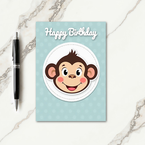 Birthday Monkey Illustration Card