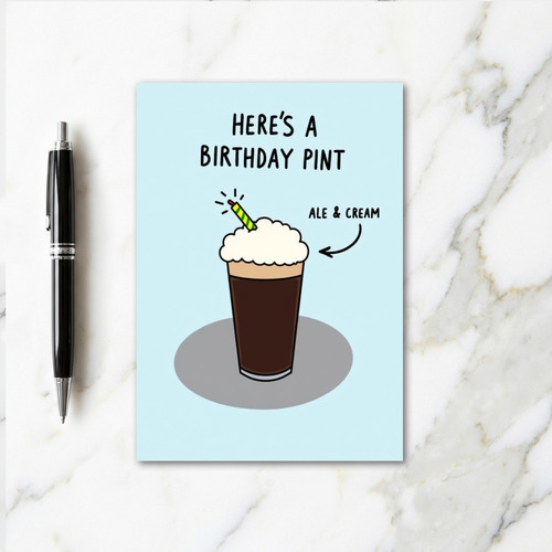 Birthday Pint Ale Cream Card