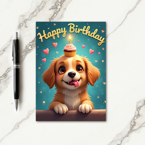 Birthday Puppy Cupcake Card