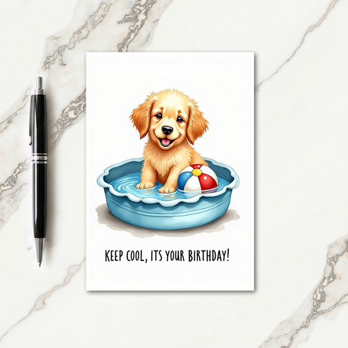Birthday Puppy Pool Card