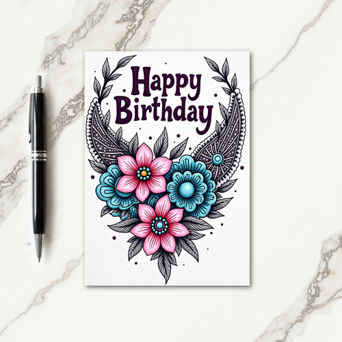 Birthday Purple Text Card