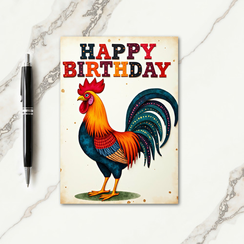Birthday Rooster Art Card