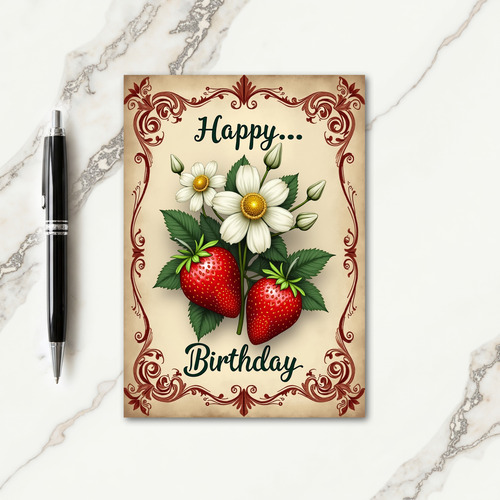 Birthday Ruby Fruit Floral Card