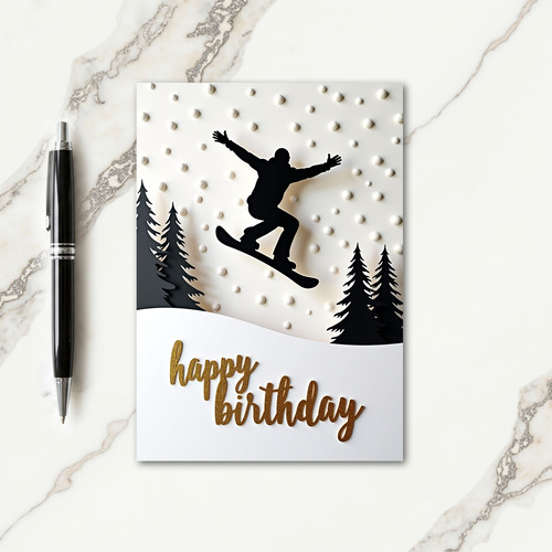 Birthday Snowboard Jump Card