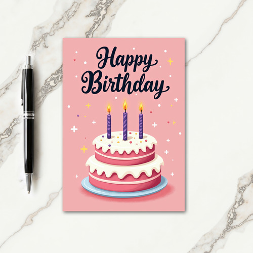 Birthday Stars And Cake Card