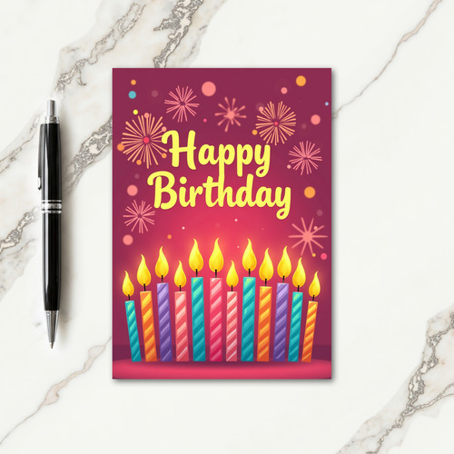 Birthday Striped Candle Card