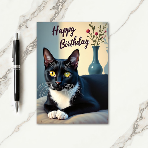 Birthday Tuxedo Cat Card