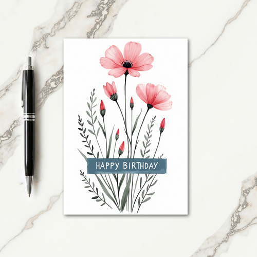 Birthday Watercolor Floral Card
