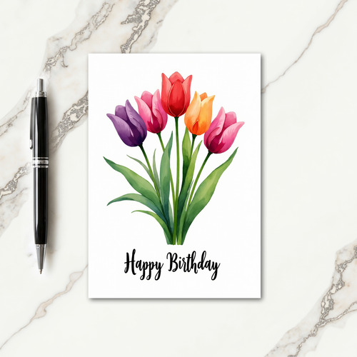 Birthday Watercolor Flower Card