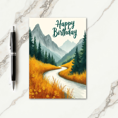 Birthday Watercolor Path Card
