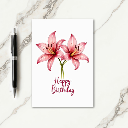 Birthday Watercolor Pink Card