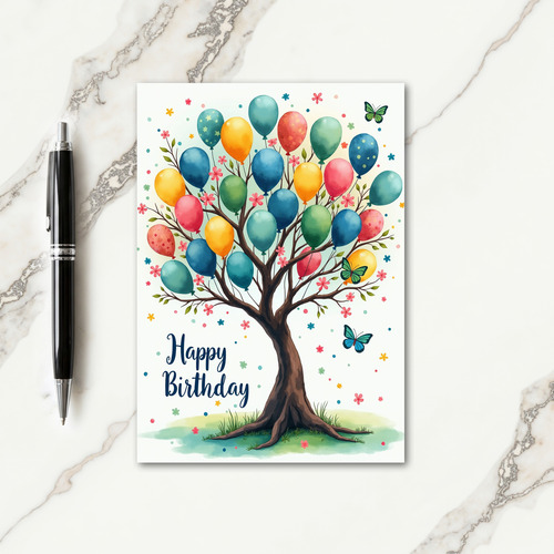 Birthday Whimsical Tree Card
