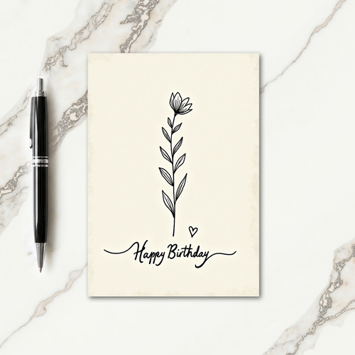 Birthday Wish Botanical Ink Card
