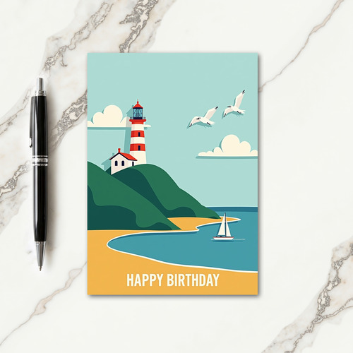 Birthday Wish Coastal Scene Card