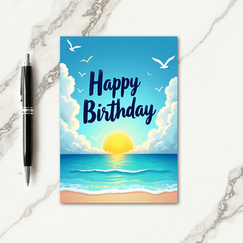 Birthday Wish Coastal Sunrise Card
