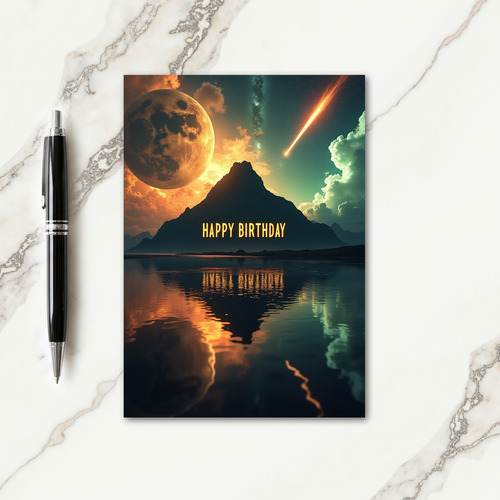 Birthday Wish Cosmic Mountain Card