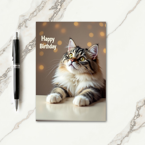 Birthday Wish Fluffy Cat Card