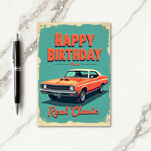 Birthday Wish Retro Car Card