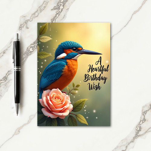 Birthday Wish Rose Bird Card