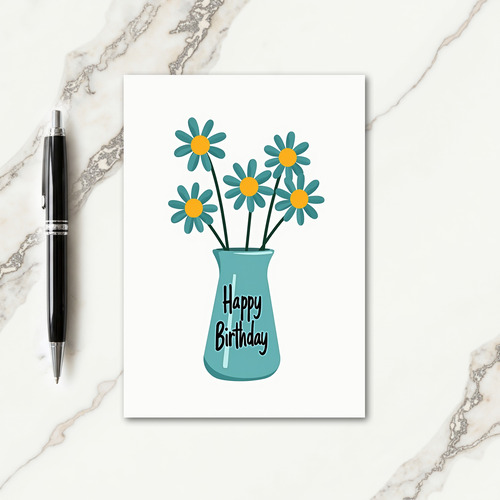 Birthday Wish Teal Bloom Card