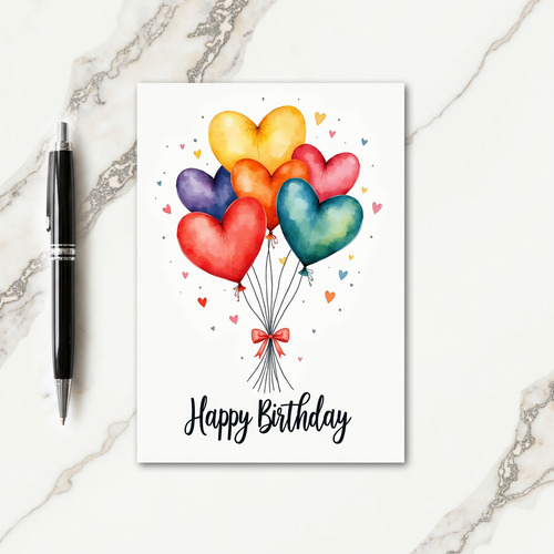 Birthday Wish Watercolor Heart Card
