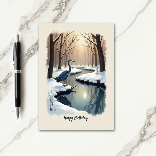 Birthday Wish Winter Bird Card