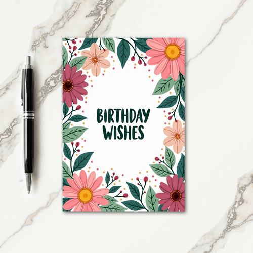 Birthday Wishes Floral Border Card
