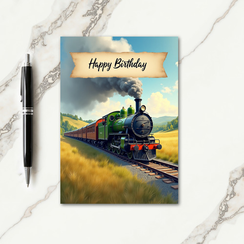 Birthday Wishes Steam Train Card