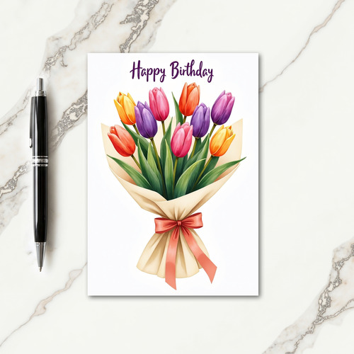 Birthday Wishes Tulip Bouquet Card