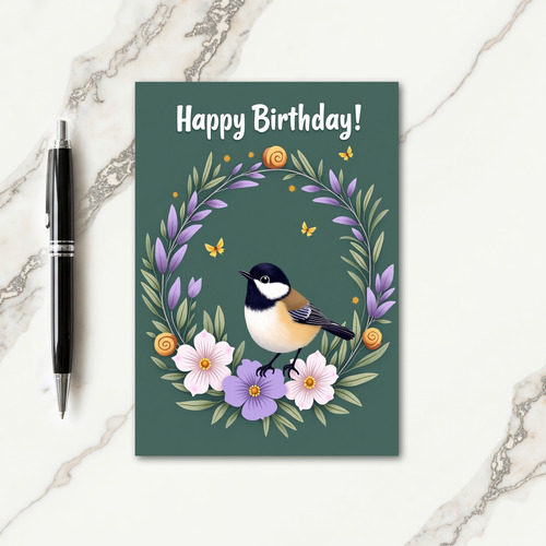 Birthday Wreath Bird Card