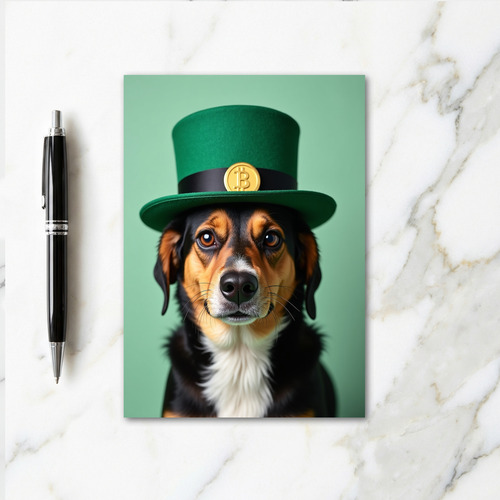 Bitcoin Dog In Hat Fun Card