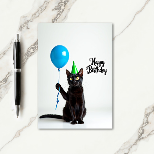 Black Cat Birthday Hat Card