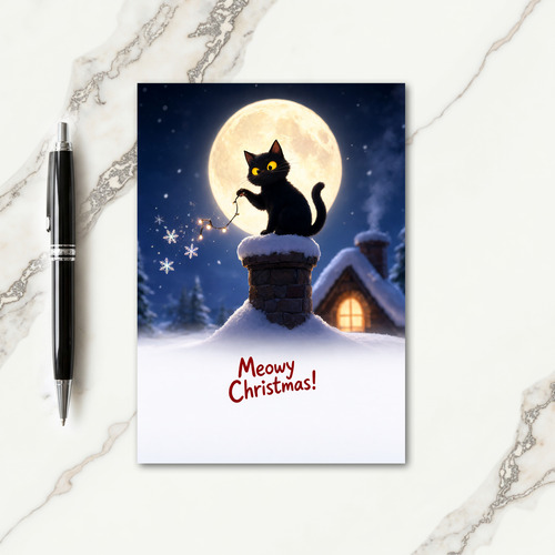 Black Cat Christmas Card